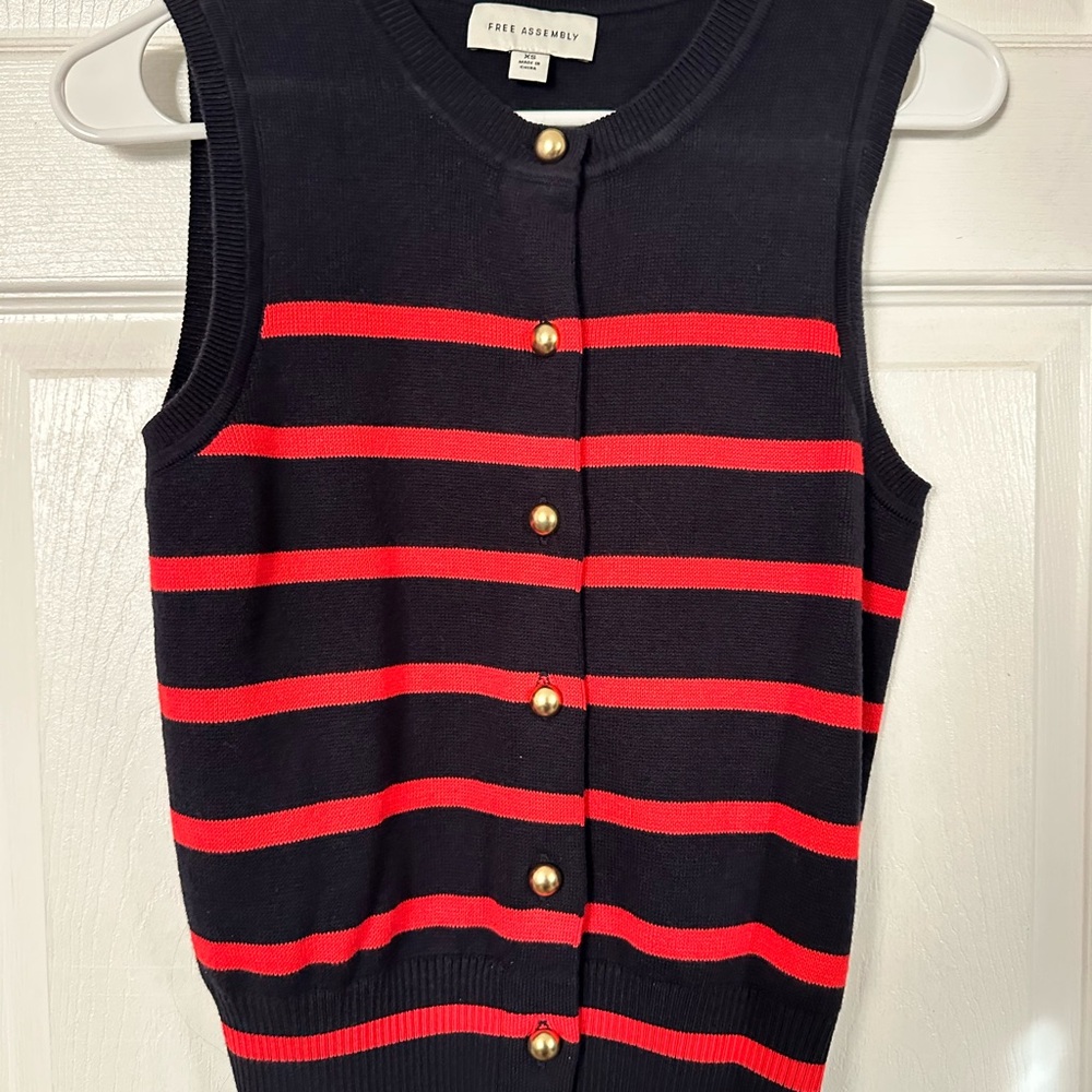 Navy and Red Striped Tank Top